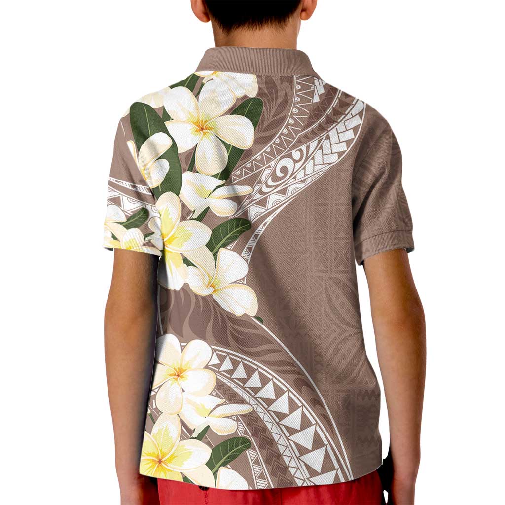 Aloha Hawaii Festive Kid Polo Shirt Frangipani Lace Classic - Beige LT7 - Polynesian Pride