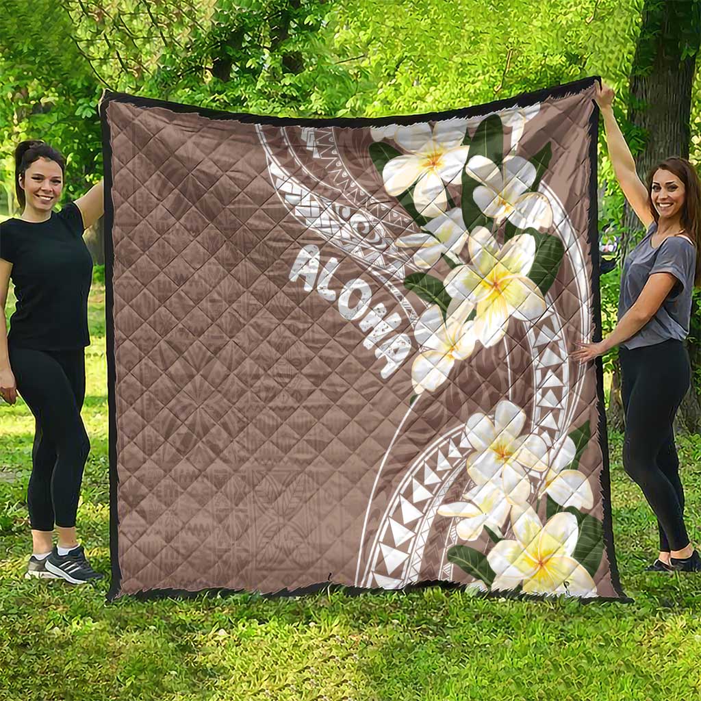 Aloha Hawaii Festive Quilt Frangipani Lace Classic - Beige