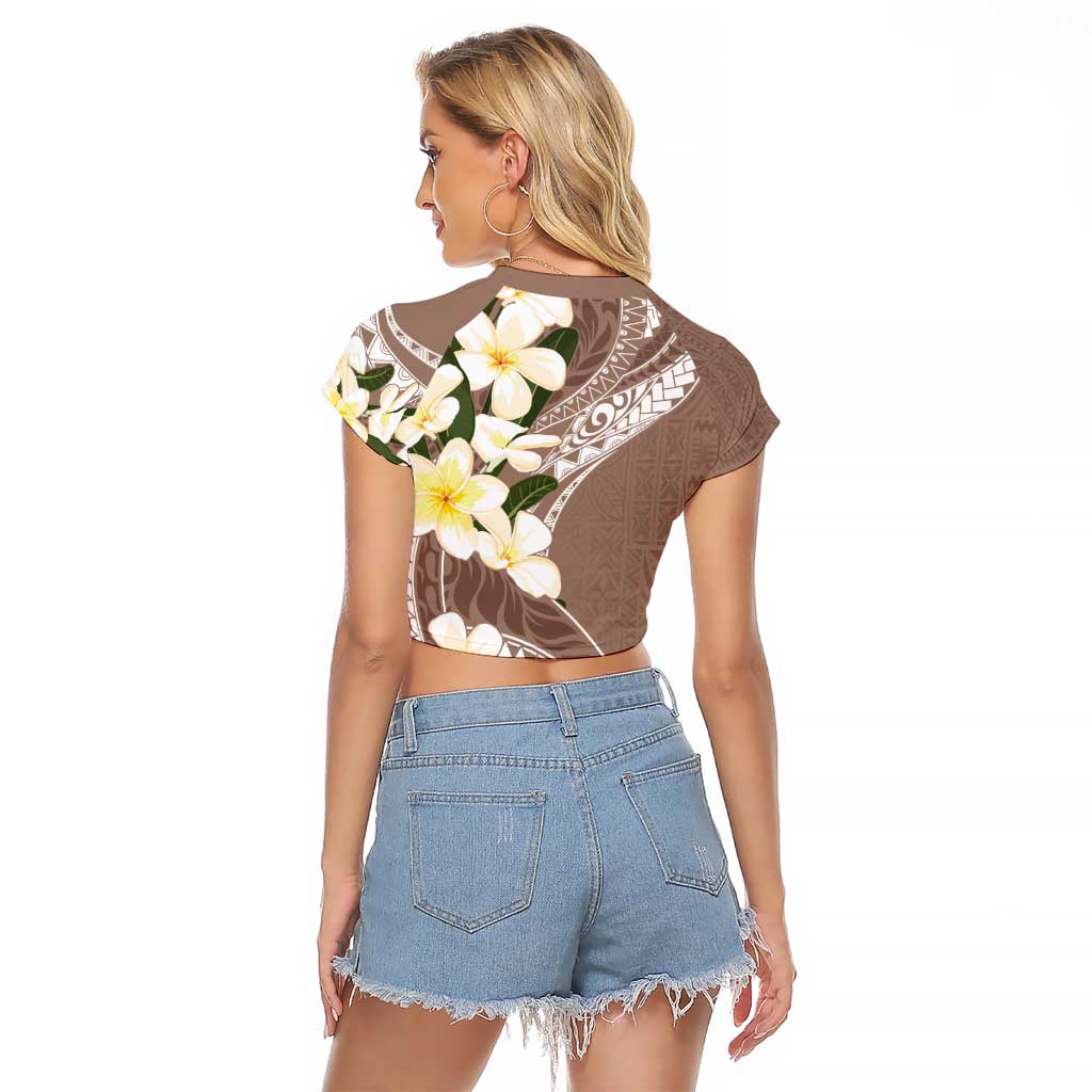 Aloha Hawaii Festive Raglan Cropped T Shirt Frangipani Lace Classic - Beige LT7 - Polynesian Pride