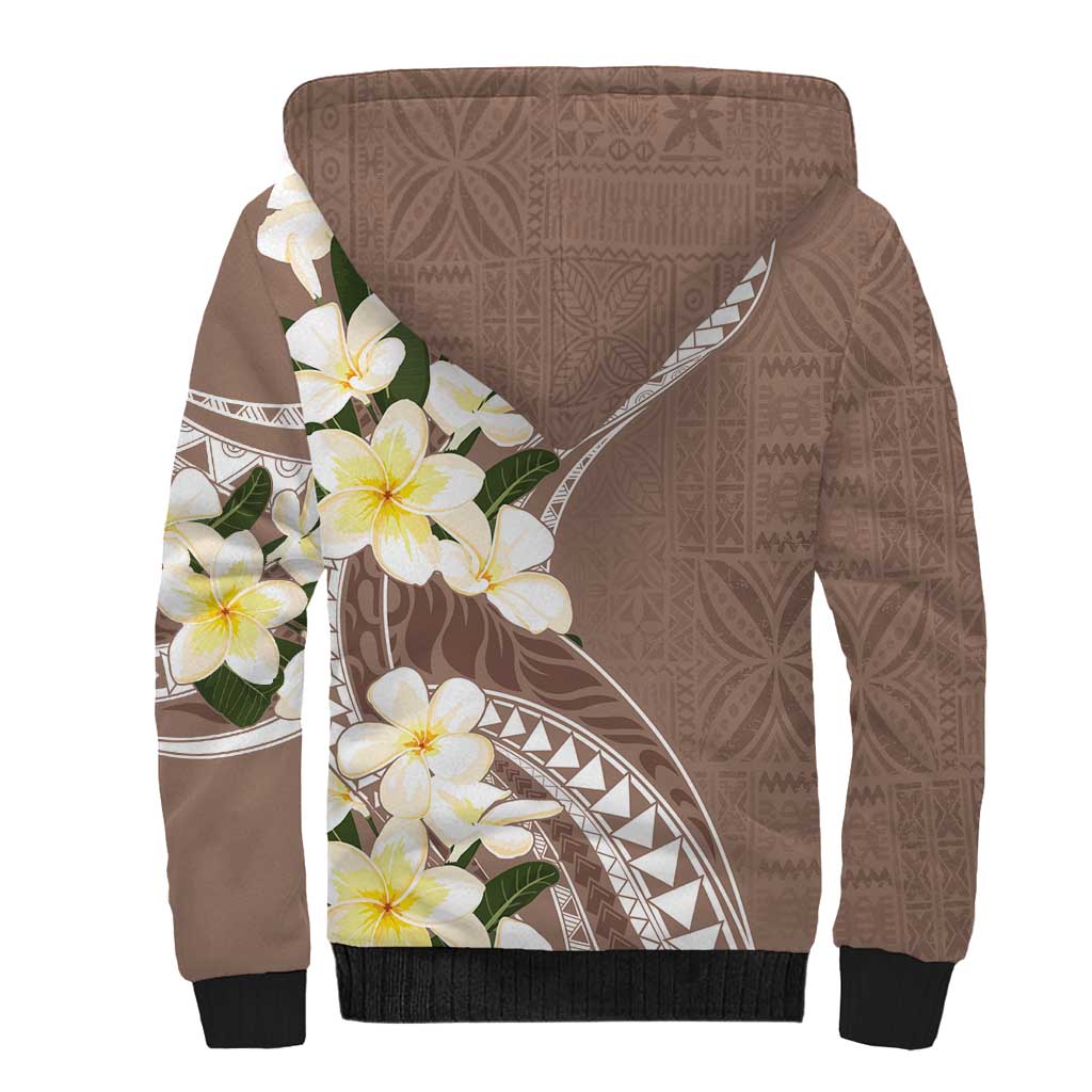 Aloha Hawaii Festive Sherpa Hoodie Frangipani Lace Classic - Beige