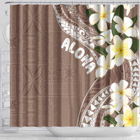 Aloha Hawaii Festive Shower Curtain Frangipani Lace Classic - Beige
