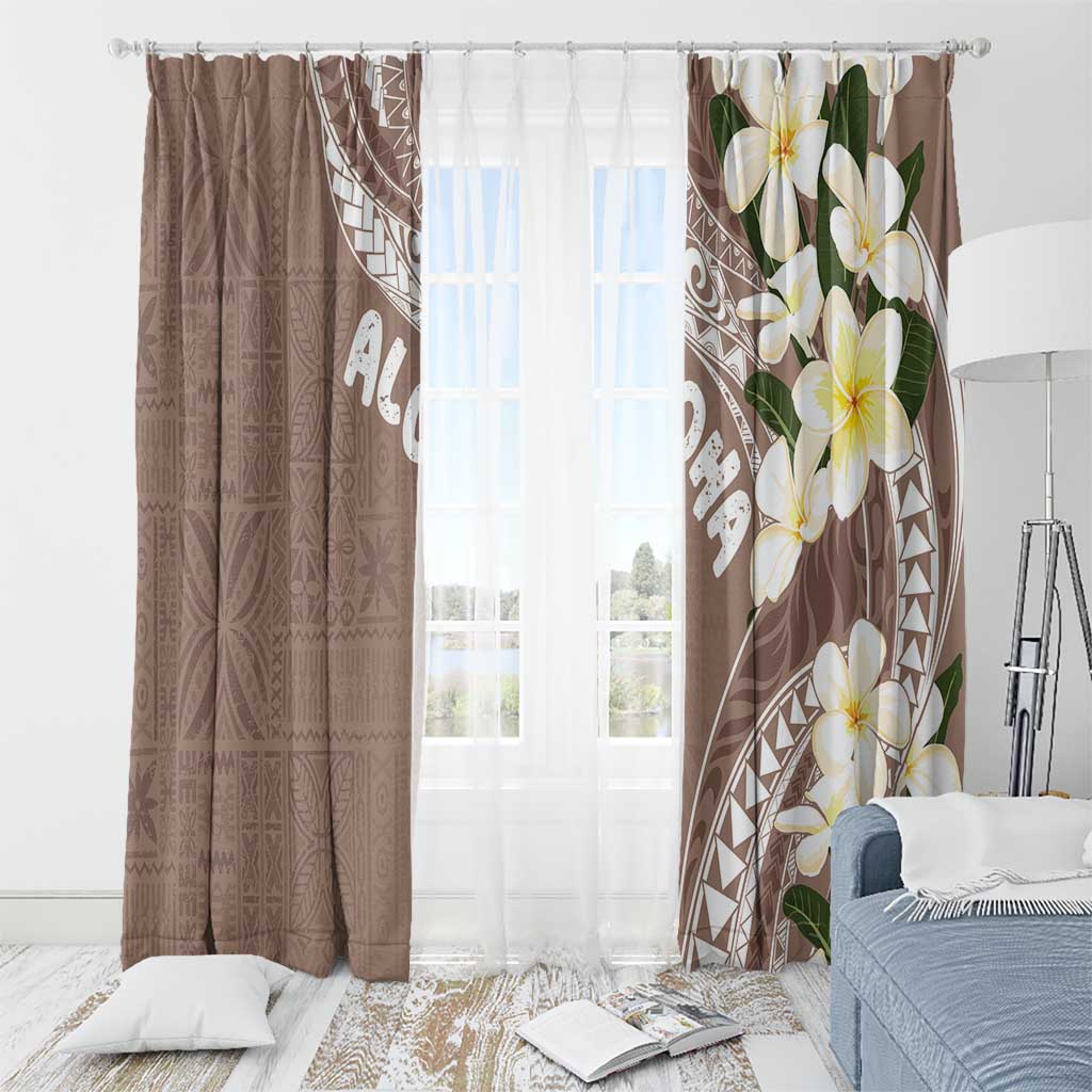 Aloha Hawaii Festive Window Curtain Frangipani Lace Classic - Beige