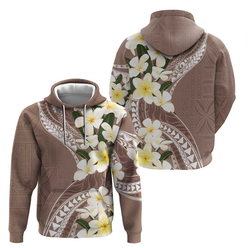 Aloha Hawaii Festive Zip Hoodie Frangipani Lace Classic - Beige