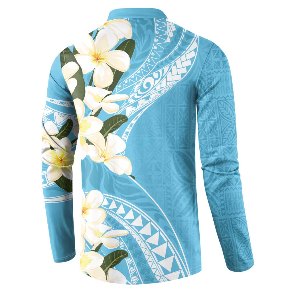 Aloha Hawaii Festive Button Sweatshirt Frangipani Lace Classic - Turquoise