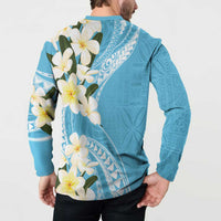 Aloha Hawaii Festive Button Sweatshirt Frangipani Lace Classic - Turquoise