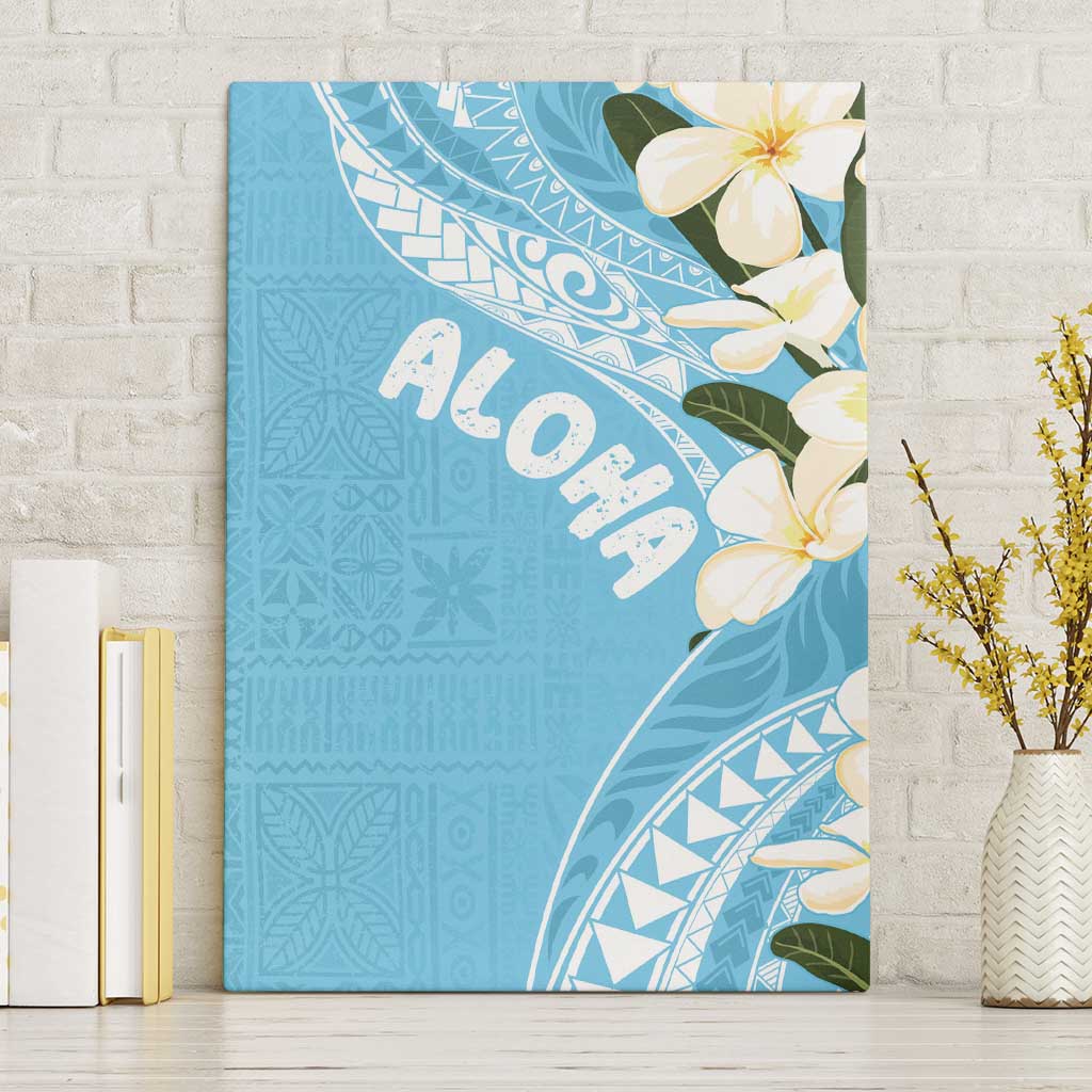 Aloha Hawaii Festive Canvas Wall Art Frangipani Lace Classic - Turquoise
