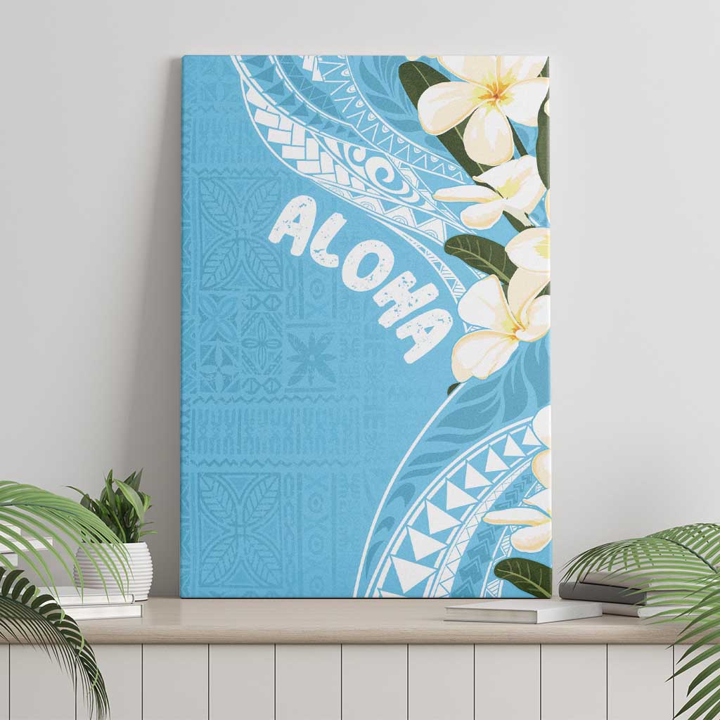 Aloha Hawaii Festive Canvas Wall Art Frangipani Lace Classic - Turquoise