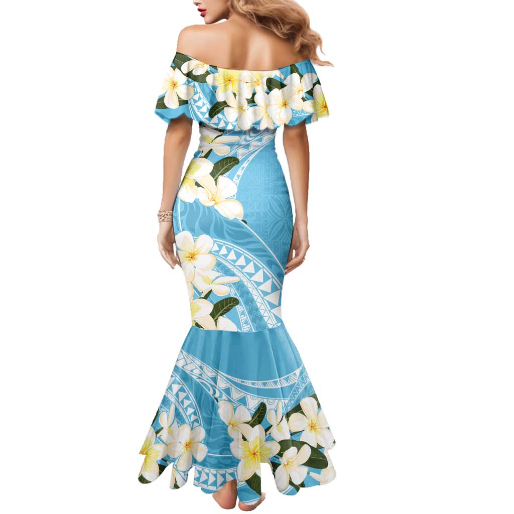 Aloha Hawaii Festive Family Matching Mermaid Dress and Hawaiian Shirt Frangipani Lace Classic - Turquoise