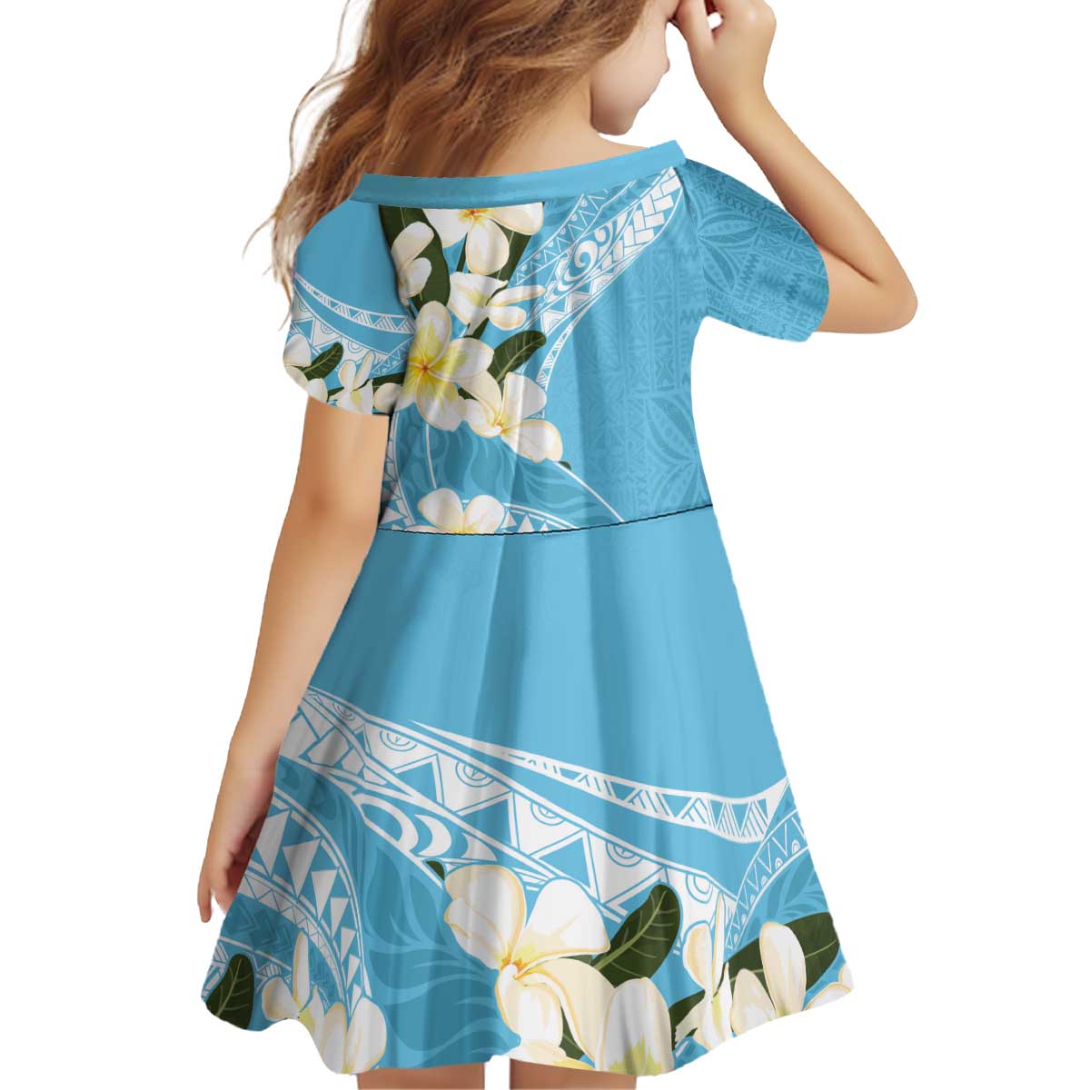 Aloha Hawaii Festive Family Matching Off Shoulder Short Dress and Hawaiian Shirt Frangipani Lace Classic - Turquoise