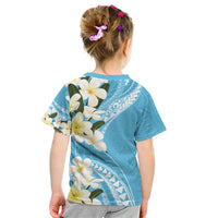 Aloha Hawaii Festive Kid T Shirt Frangipani Lace Classic - Turquoise LT7 - Polynesian Pride