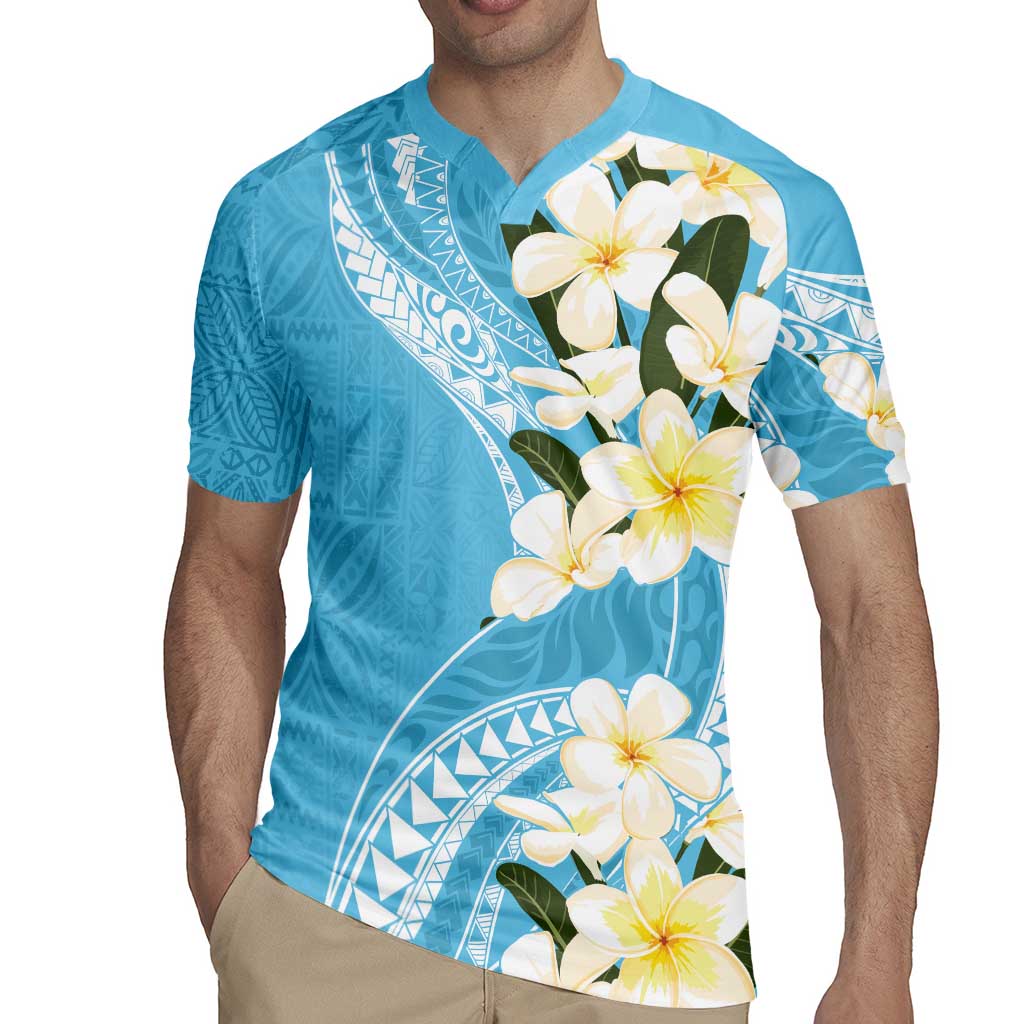 Aloha Hawaii Festive Rugby Jersey Frangipani Lace Classic - Turquoise