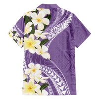 Aloha Hawaii Festive Family Matching Long Sleeve Bodycon Dress and Hawaiian Shirt Frangipani Lace Classic - Lavender
