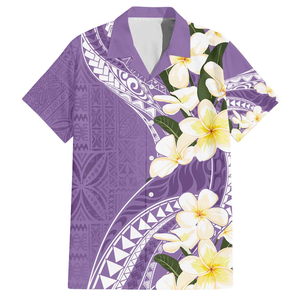 Aloha Hawaii Festive Family Matching Off Shoulder Maxi Dress and Hawaiian Shirt Frangipani Lace Classic - Lavender