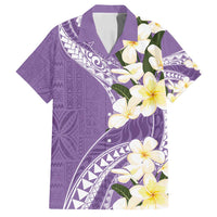 Aloha Hawaii Festive Family Matching Off Shoulder Maxi Dress and Hawaiian Shirt Frangipani Lace Classic - Lavender