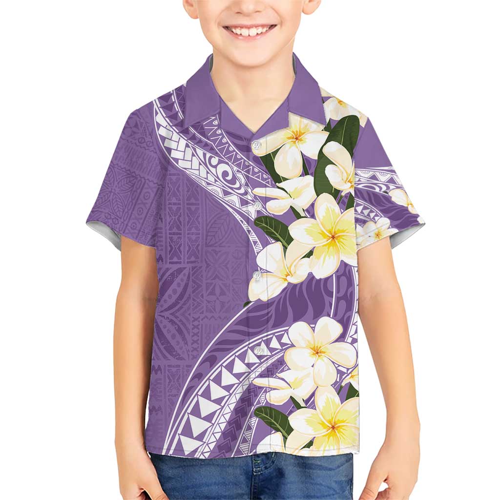 Aloha Hawaii Festive Kid Hawaiian Shirt Frangipani Lace Classic - Lavender LT7 Kid Lavender - Polynesian Pride