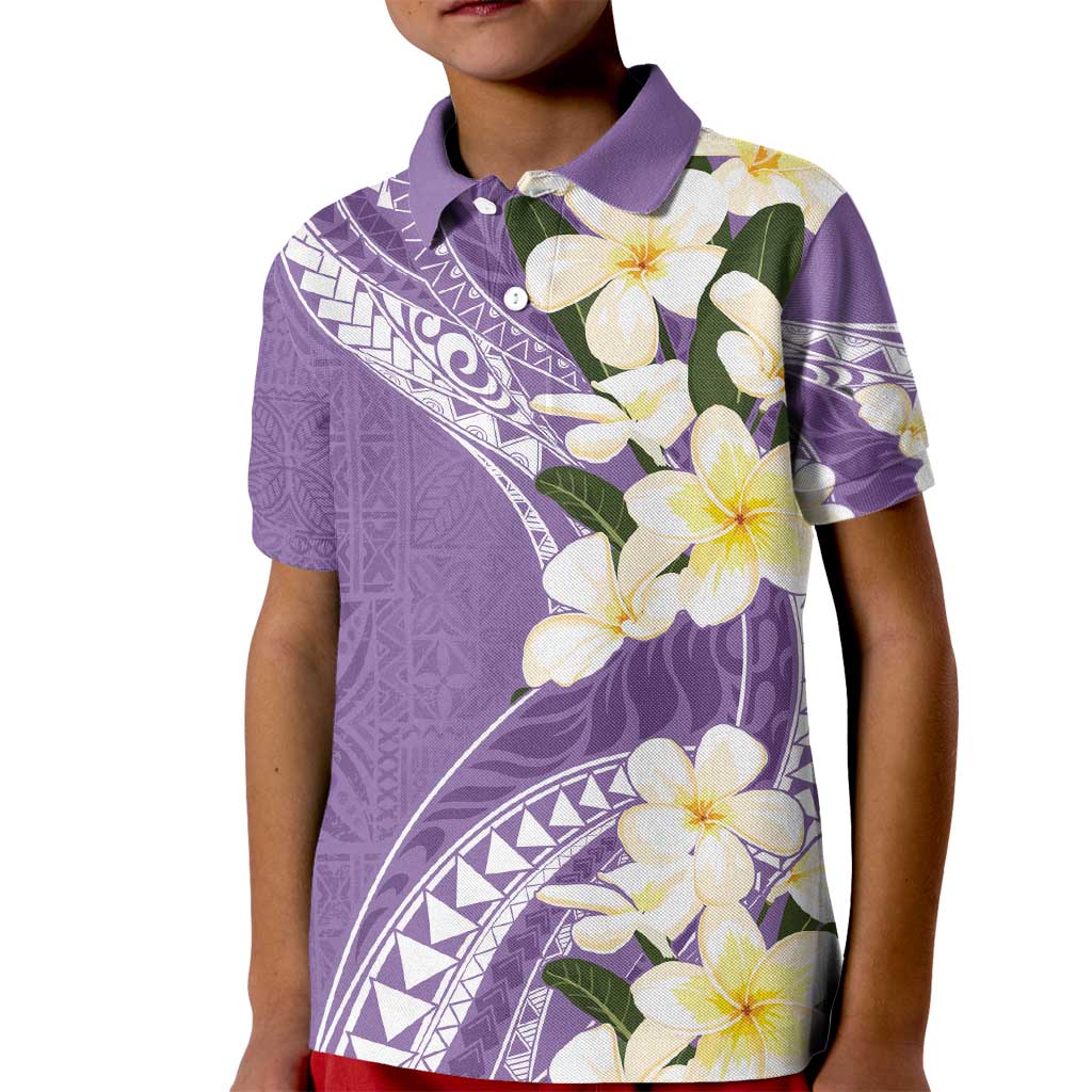 Aloha Hawaii Festive Kid Polo Shirt Frangipani Lace Classic - Lavender LT7 Kid Lavender - Polynesian Pride