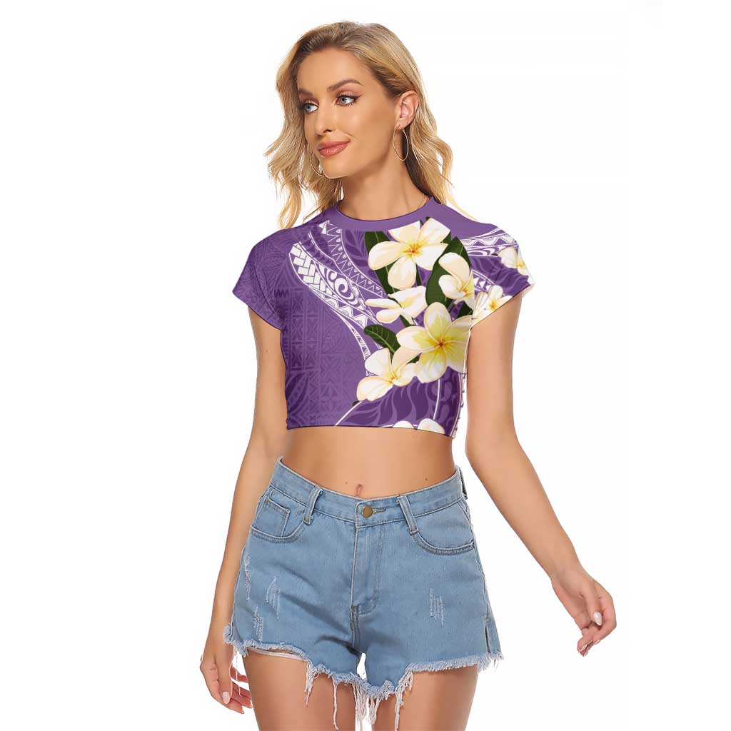 Aloha Hawaii Festive Raglan Cropped T Shirt Frangipani Lace Classic - Lavender LT7 Female Lavender - Polynesian Pride