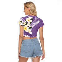 Aloha Hawaii Festive Raglan Cropped T Shirt Frangipani Lace Classic - Lavender LT7 - Polynesian Pride