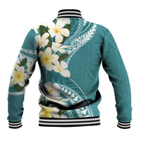 Aloha Hawaii Festive Baseball Jacket Frangipani Lace Classic - Teal