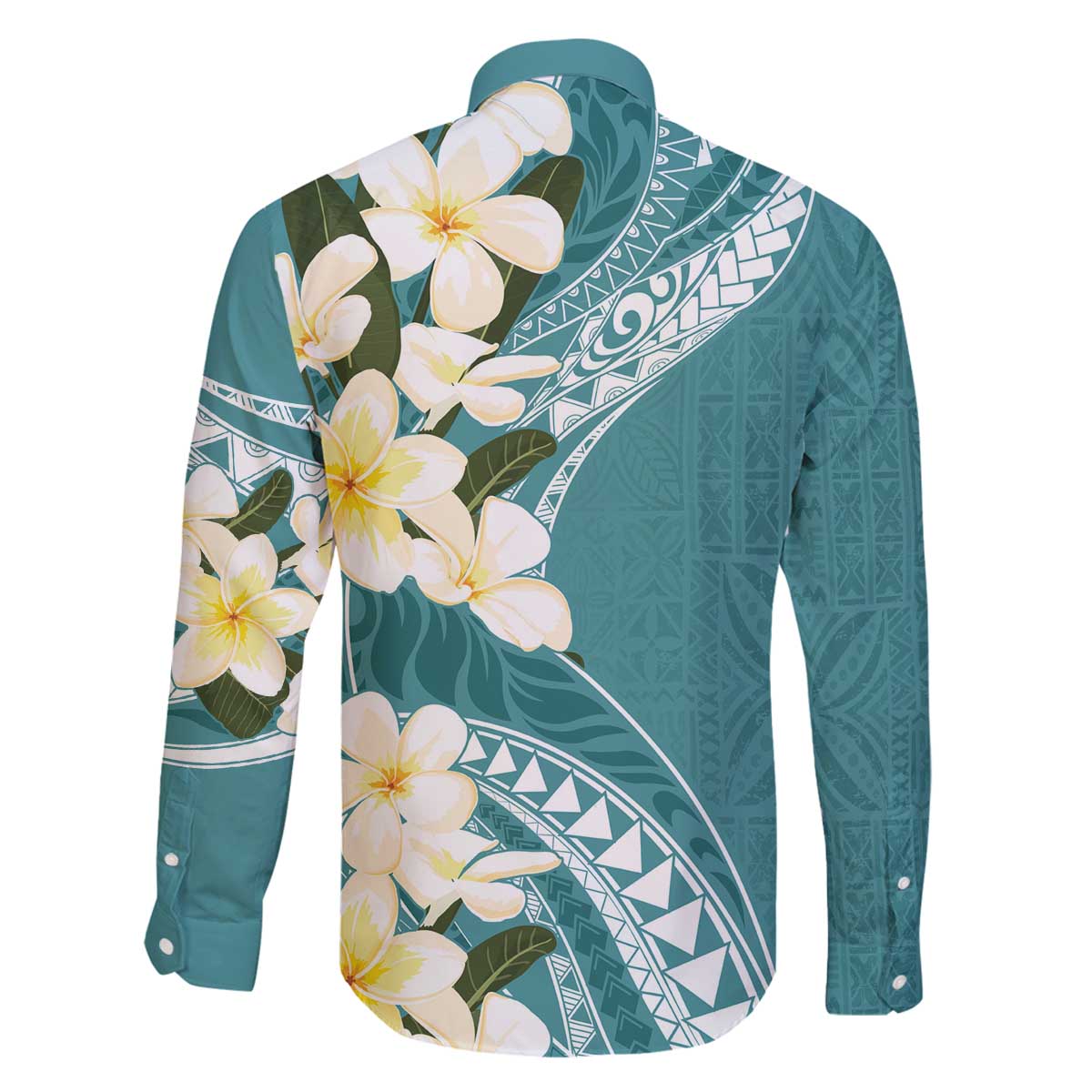 Aloha Hawaii Festive Family Matching Off Shoulder Short Dress and Hawaiian Shirt Frangipani Lace Classic - Teal LT7 - Polynesian Pride
