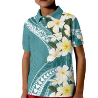 Aloha Hawaii Festive Kid Polo Shirt Frangipani Lace Classic - Teal LT7 Kid Teal - Polynesian Pride