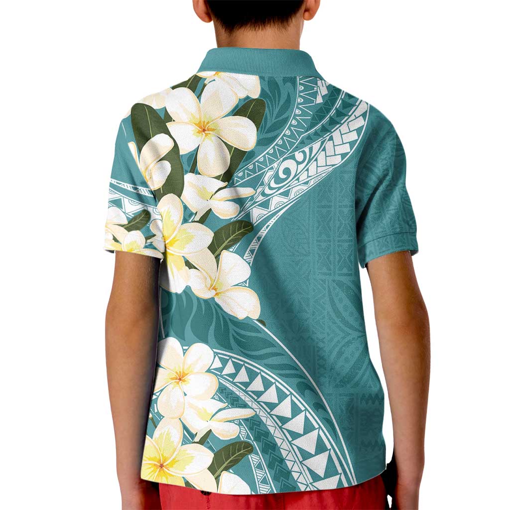 Aloha Hawaii Festive Kid Polo Shirt Frangipani Lace Classic - Teal LT7 - Polynesian Pride