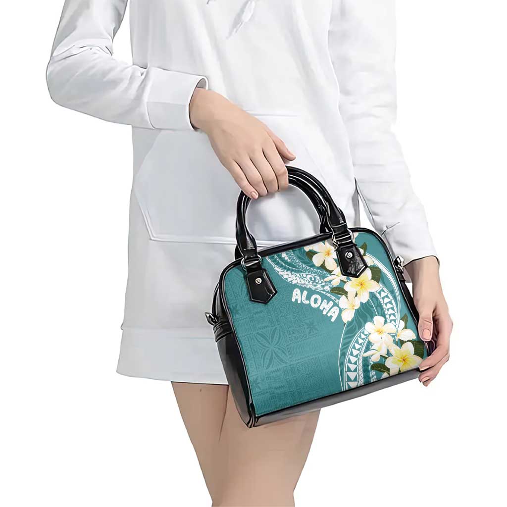 Aloha Hawaii Festive Shoulder Handbag Frangipani Lace Classic - Teal