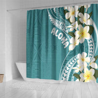 Aloha Hawaii Festive Shower Curtain Frangipani Lace Classic - Teal