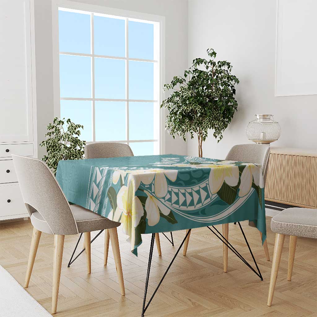 Aloha Hawaii Festive Tablecloth Frangipani Lace Classic - Teal