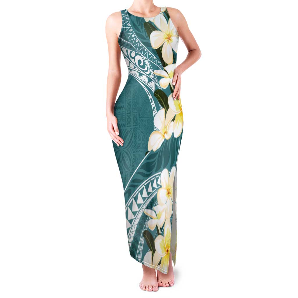 Aloha Hawaii Festive Tank Maxi Dress Frangipani Lace Classic - Teal
