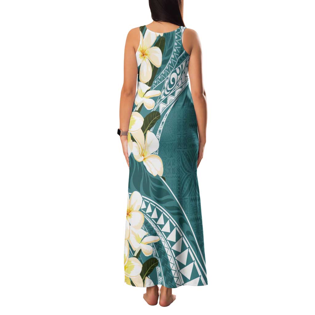 Aloha Hawaii Festive Tank Maxi Dress Frangipani Lace Classic - Teal