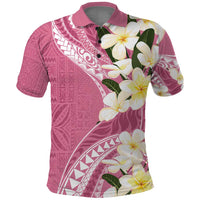 Aloha Hawaii Festive Polo Shirt Frangipani Lace Classic - Rosy LT7 Pink - Polynesian Pride