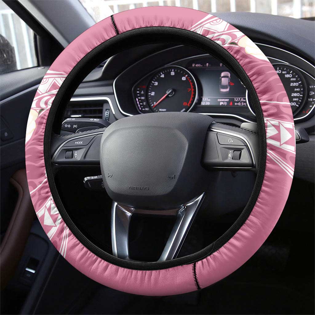 Aloha Hawaii Festive Steering Wheel Cover Frangipani Lace Classic - Rosy