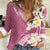 Aloha Hawaii Festive Women Casual Shirt Frangipani Lace Classic - Rosy