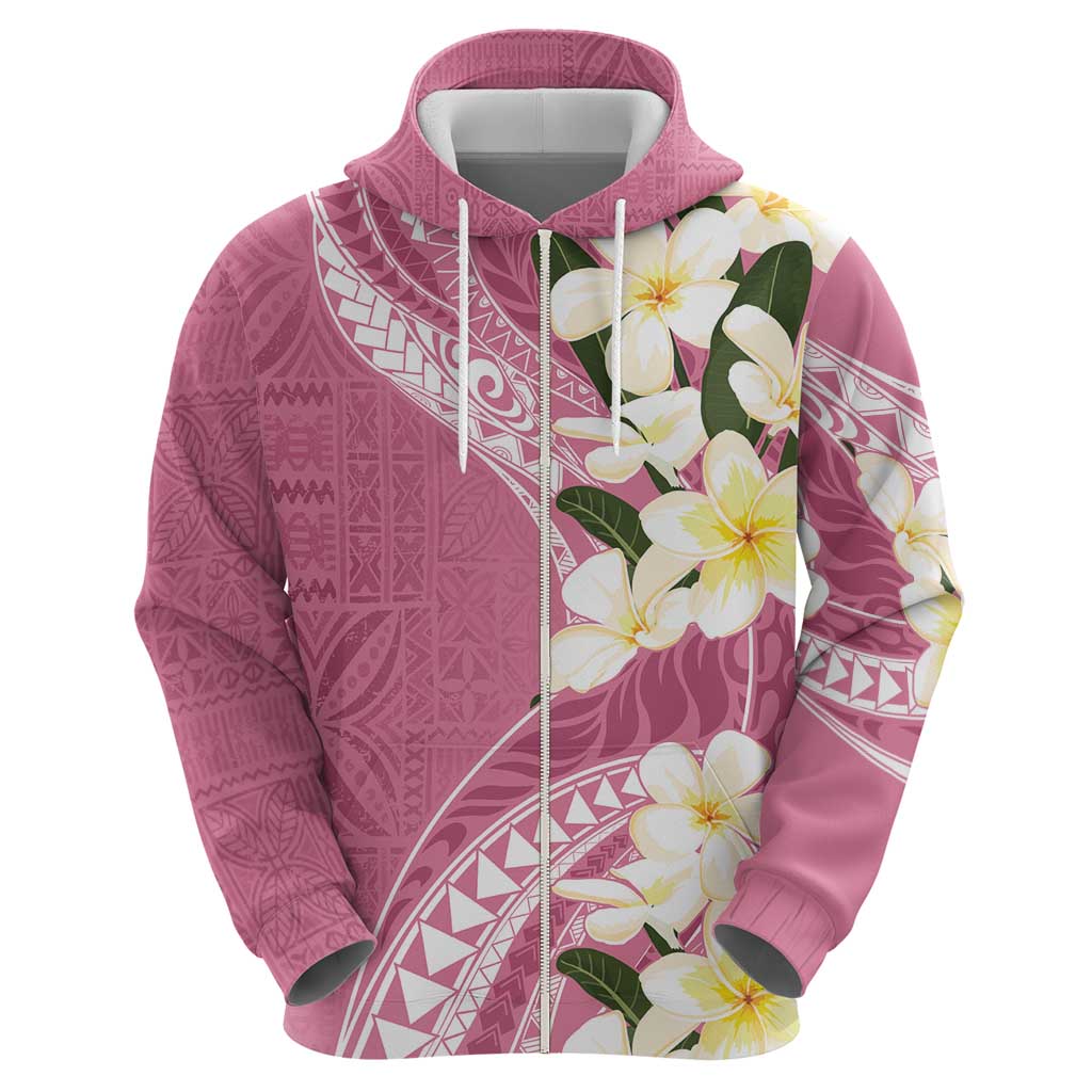 Aloha Hawaii Festive Zip Hoodie Frangipani Lace Classic - Rosy