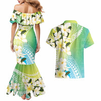 Aloha Hawaii Festive Couples Matching Mermaid Dress and Hawaiian Shirt Frangipani Lace Classic - Summer Vibes