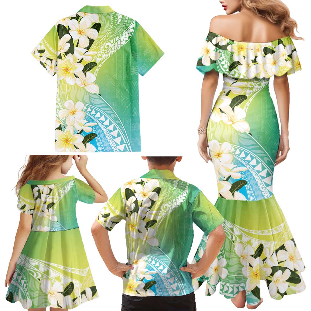 Aloha Hawaii Festive Family Matching Mermaid Dress and Hawaiian Shirt Frangipani Lace Classic - Summer Vibes