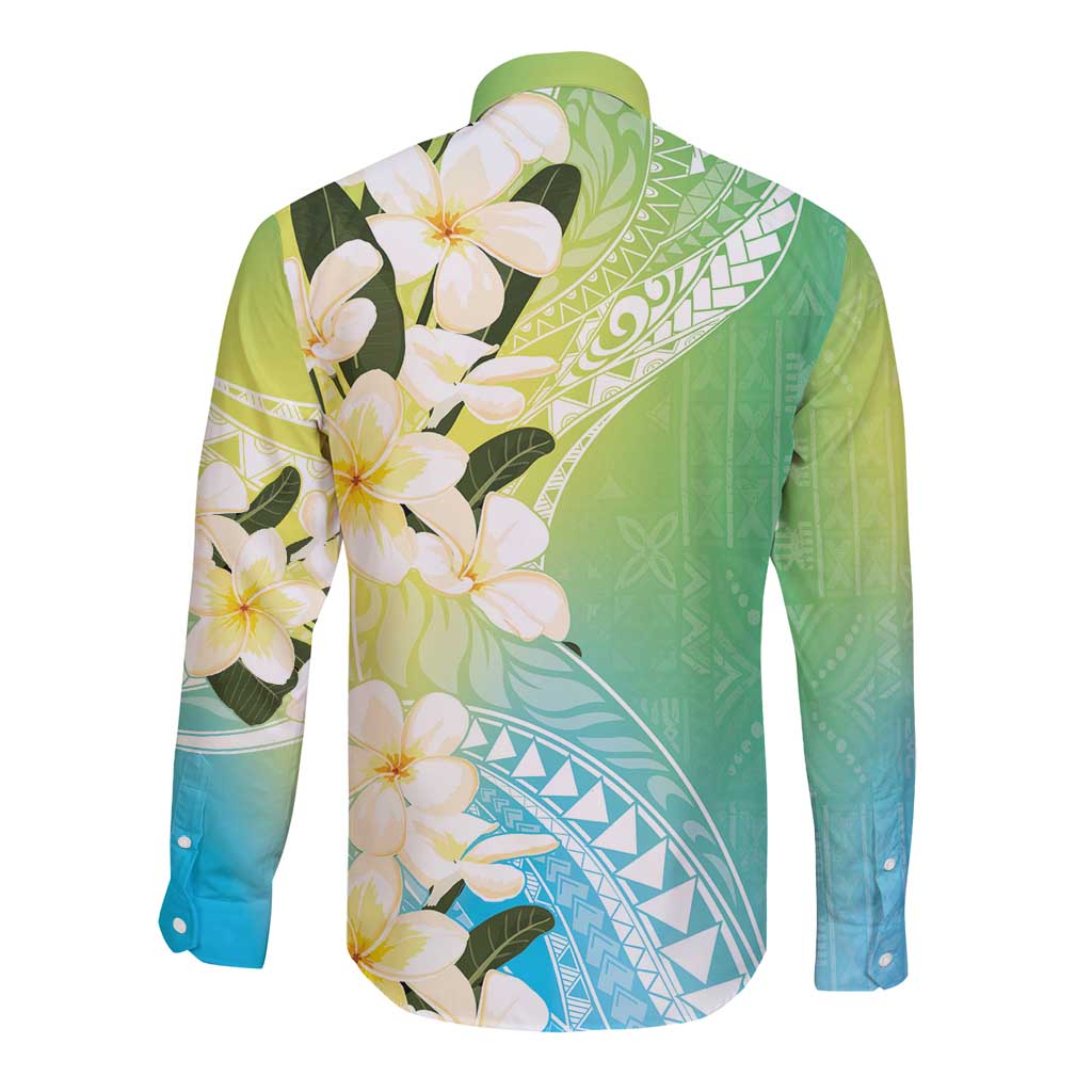 Aloha Hawaii Festive Long Sleeve Button Shirt Frangipani Lace Classic - Summer Vibes LT7 - Polynesian Pride