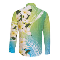 Aloha Hawaii Festive Long Sleeve Button Shirt Frangipani Lace Classic - Summer Vibes LT7 - Polynesian Pride