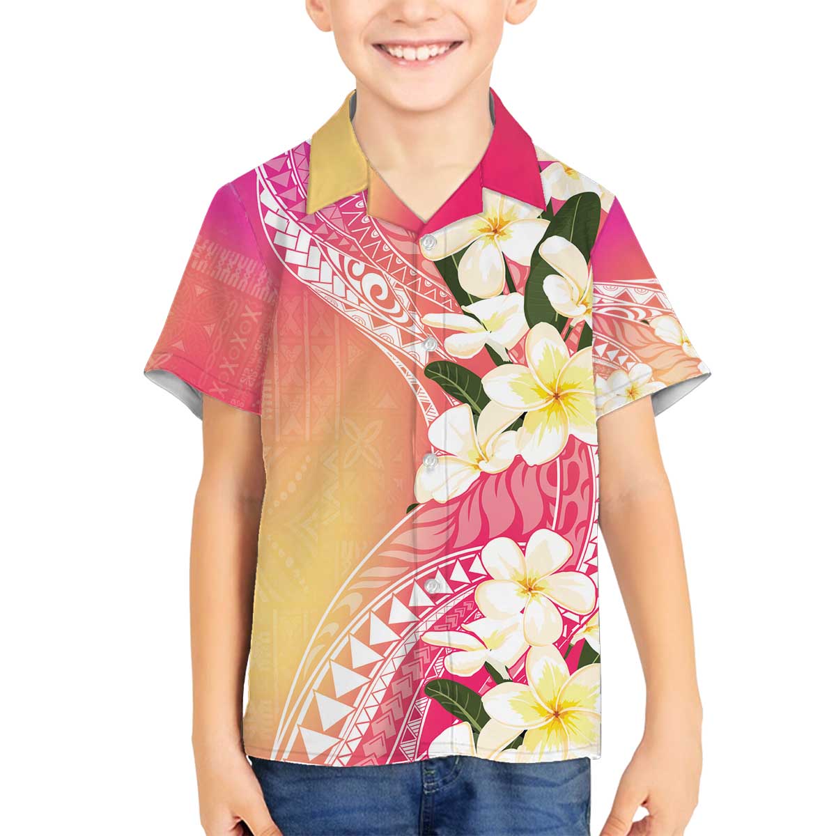Aloha Hawaii Festive Family Matching Off Shoulder Short Dress and Hawaiian Shirt Frangipani Lace Classic - Spring Vibes