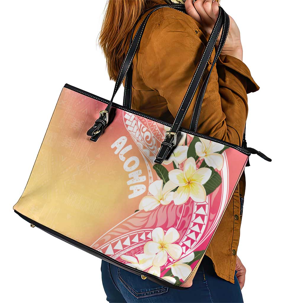 Aloha Hawaii Festive Leather Tote Bag Frangipani Lace Classic - Spring Vibes