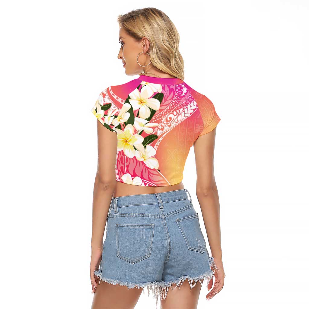 Aloha Hawaii Festive Raglan Cropped T Shirt Frangipani Lace Classic - Spring Vibes LT7 - Polynesian Pride