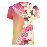 Aloha Hawaii Festive Women V-Neck T-Shirt Frangipani Lace Classic - Spring Vibes LT7 Female Colorful - Polynesian Pride