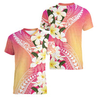 Aloha Hawaii Festive Women V-Neck T-Shirt Frangipani Lace Classic - Spring Vibes LT7 - Polynesian Pride