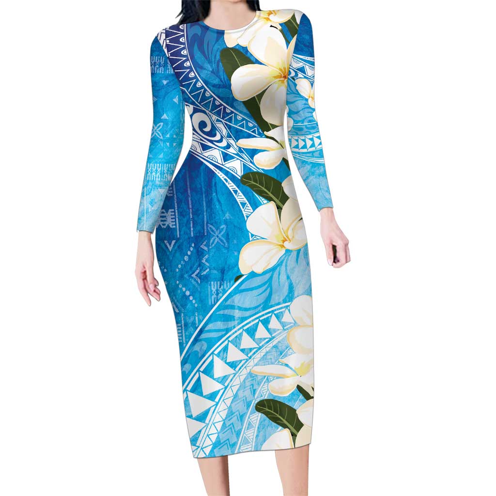 Aloha Hawaii Festive Family Matching Long Sleeve Bodycon Dress and Hawaiian Shirt Frangipani Lace Classic - Oceanic