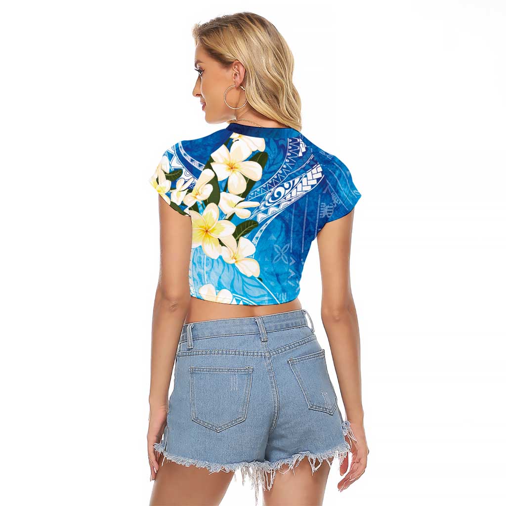 Aloha Hawaii Festive Raglan Cropped T Shirt Frangipani Lace Classic - Oceanic LT7 - Polynesian Pride