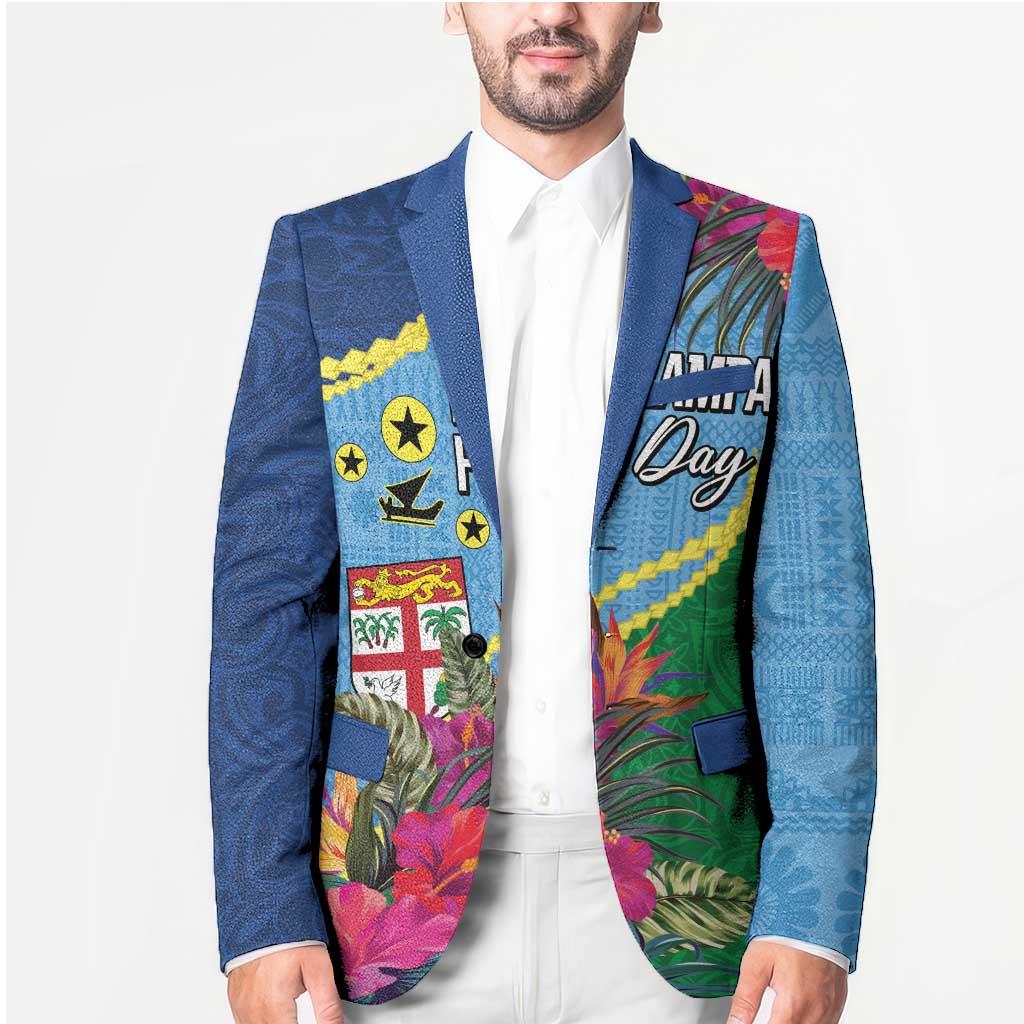 Personalized Malampa Fiji Day Together We Grow Blazer Special Tapa Mix - Polynesian Pride