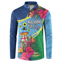 Personalized Malampa Fiji Day Together We Grow Button Sweatshirt Special Tapa Mix - Polynesian Pride