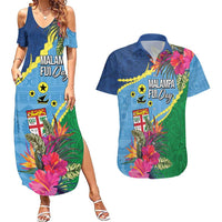Personalized Malampa Fiji Day Together We Grow Couples Matching Summer Maxi Dress and Hawaiian Shirt Special Tapa Mix - Polynesian Pride