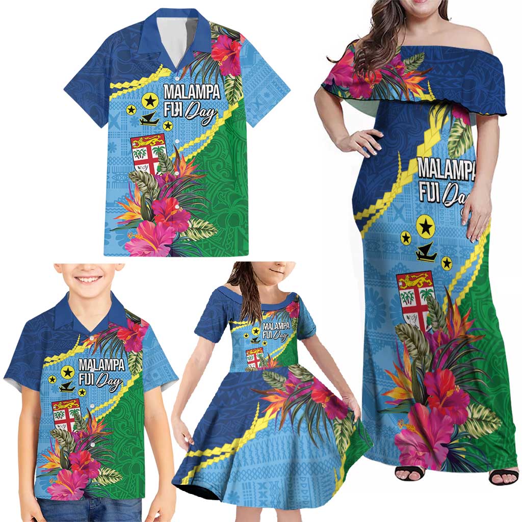 Personalized Malampa Fiji Day Together We Grow Family Matching Off Shoulder Maxi Dress and Hawaiian Shirt Special Tapa Mix - Polynesian Pride